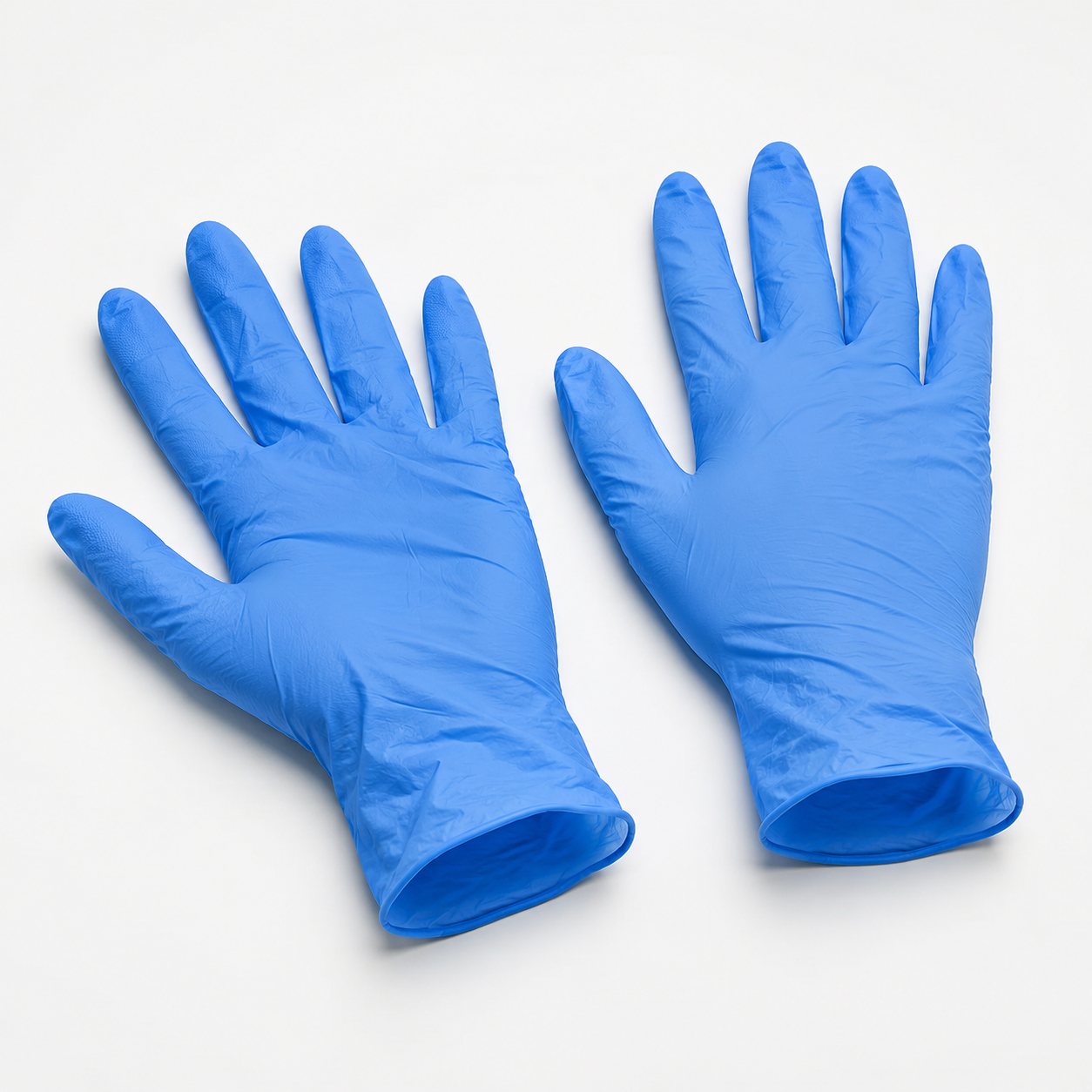 Blue nitrile disposable gloves